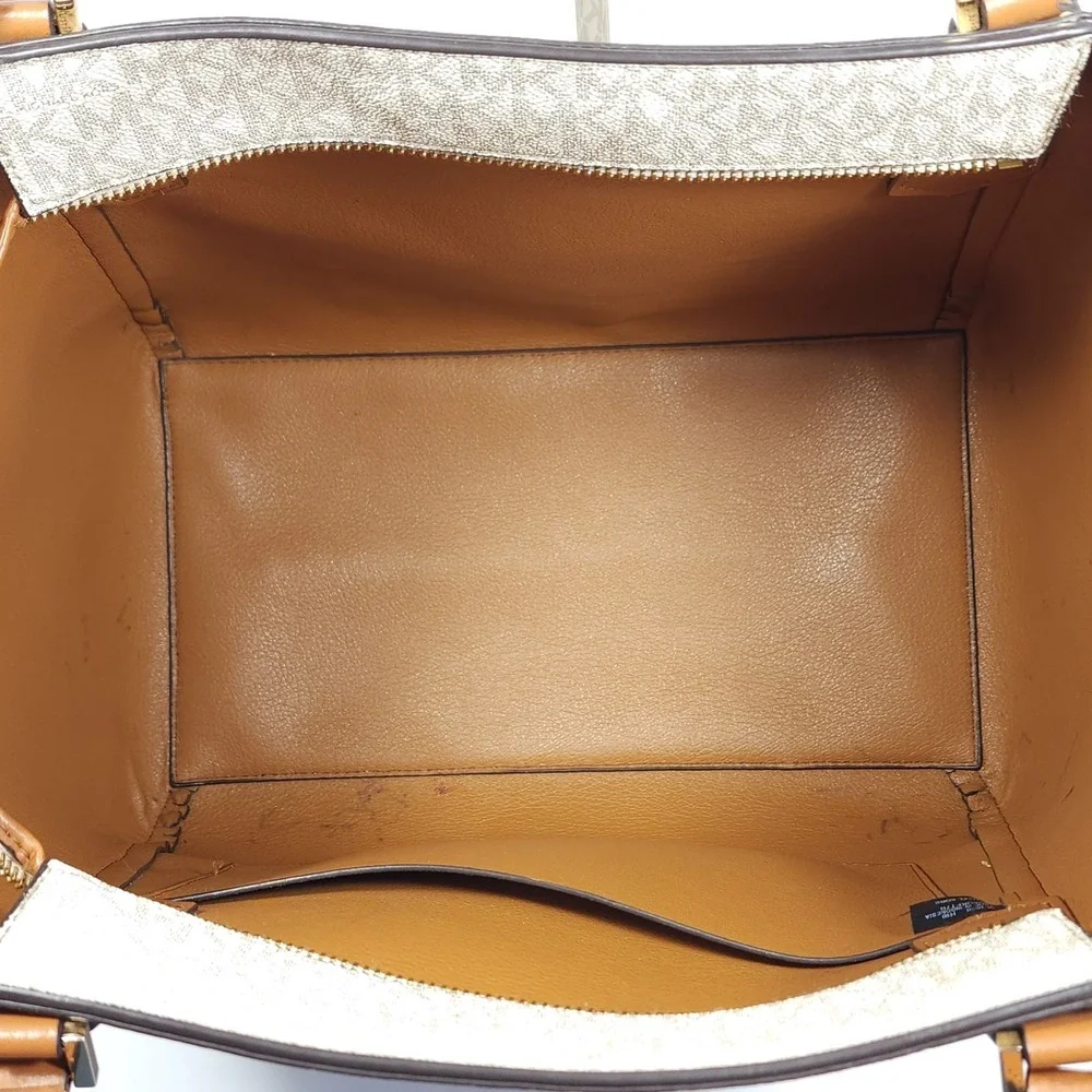 Michael‎ Kors Women Shoulder Tote Bag Purse Handbag Brown Cream Design MK